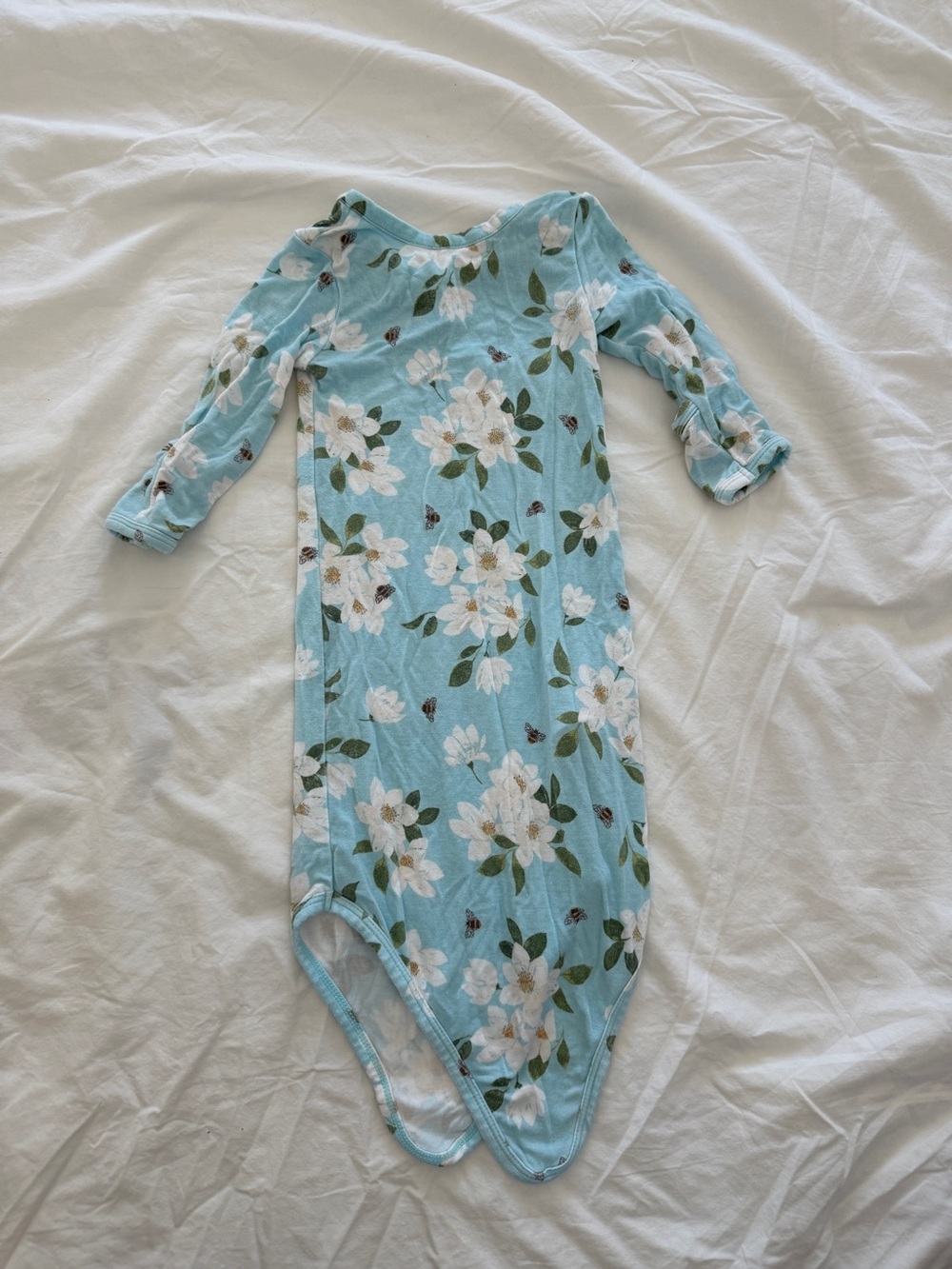 Baby Floral newborn gown Light Blue